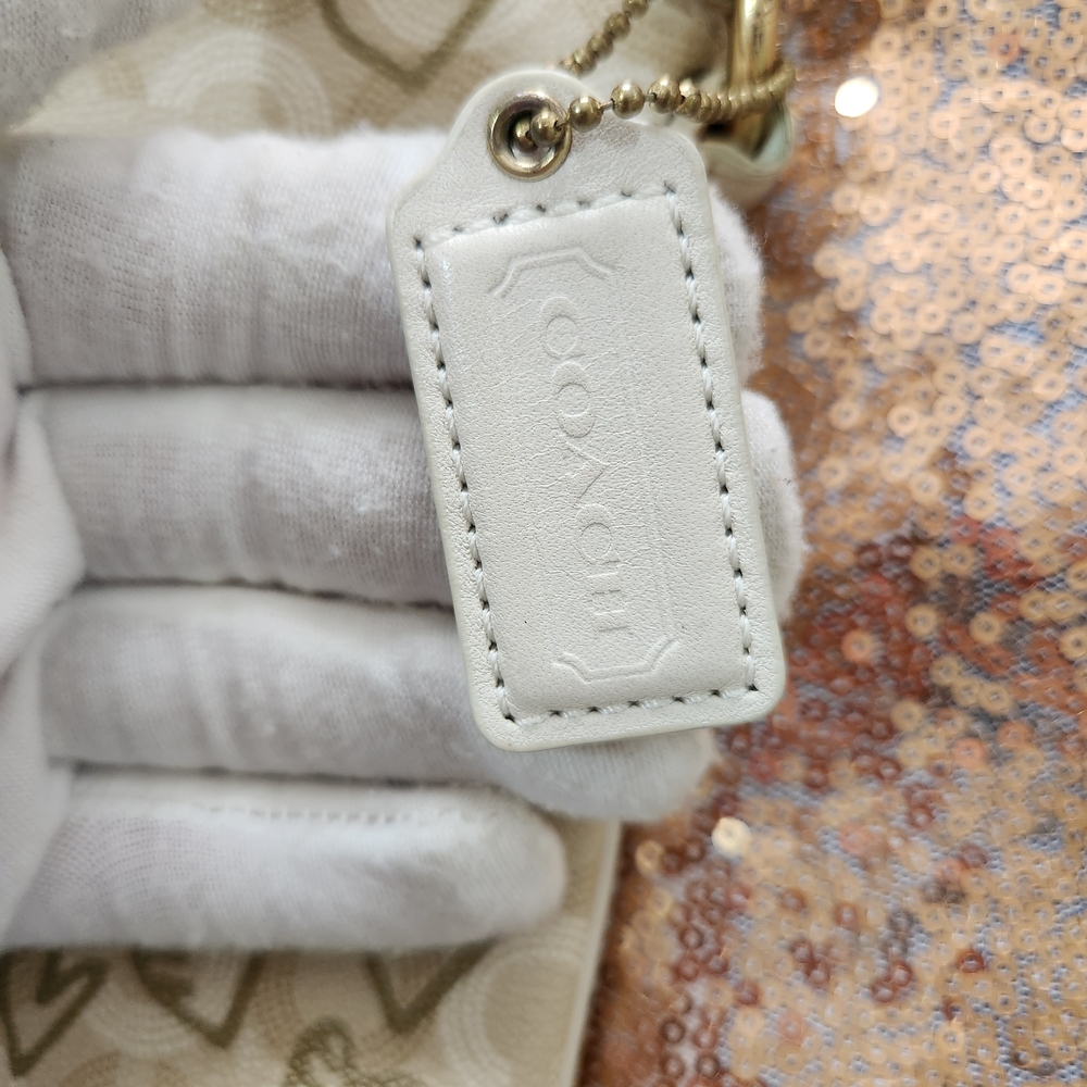 Coach Tan And Gold Hearts Logo Crossbody Bag - Picture 5 of 12